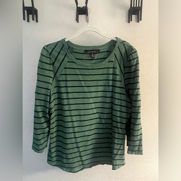 White House Black Market Tops - Green/blue top, puffed 3/4 sleeves, XL